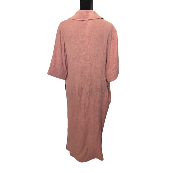 New ~ NORDSTROM ~ Loungewear Collared Maxi Dress 100% COTTON ~ FALL S - Picture 3 of 6